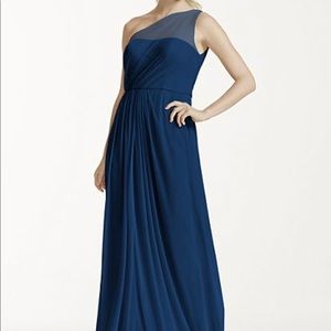Long Navy One Shoulder Dress